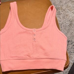 Aerie Coral Buttoned Tank Top